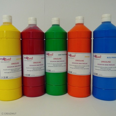 Peinture gouache semi-pâteuse OREOLINE 1L 22 couleurs - CréaZimut