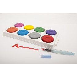 Galets d'encre solide, pinceau réservoir et palette pour aquarelle et loisirs créatifs