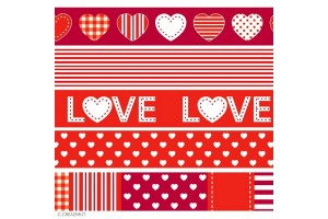 Lot de 5 rouleaux adhésifs masking tape Love rouge