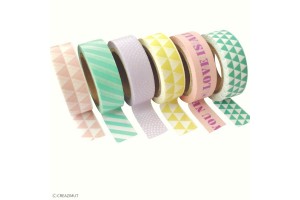 Lot de 6 rouleaux masking tape Pastel