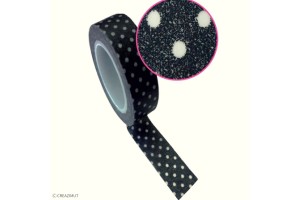 Rouleau adhésif masking tape Noir à pois