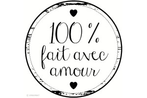 Tampon bois rond 100% fait avec amour 3 cm