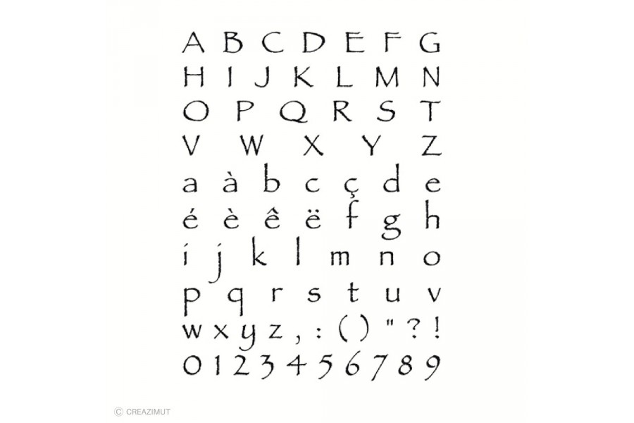 Planche de 75 tampons transparents Alphabet orient 14x18cm 10001026 ARTEMIO