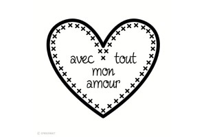 Mini tampon clear Avec tout mon coeur + bloc acrylique