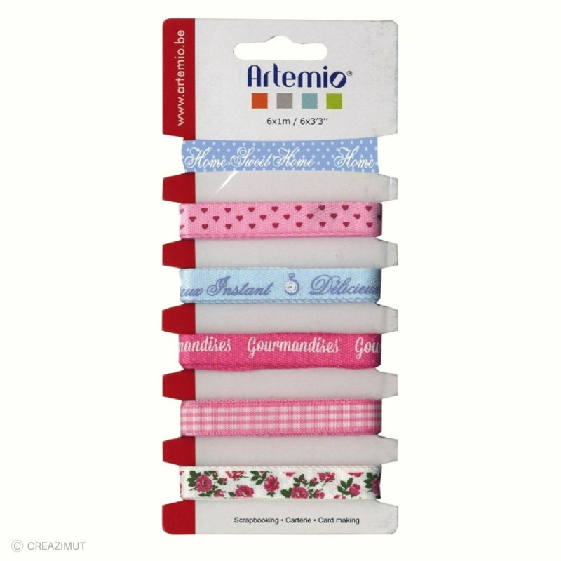 Lot de 6 rubans en tissu imprimés Sweet 11005207 ARTEMIO